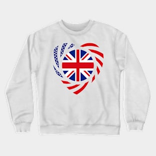 British American Multinational Patriot Flag (Heart) Crewneck Sweatshirt